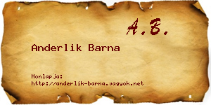 Anderlik Barna névjegykártya