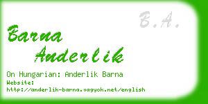barna anderlik business card